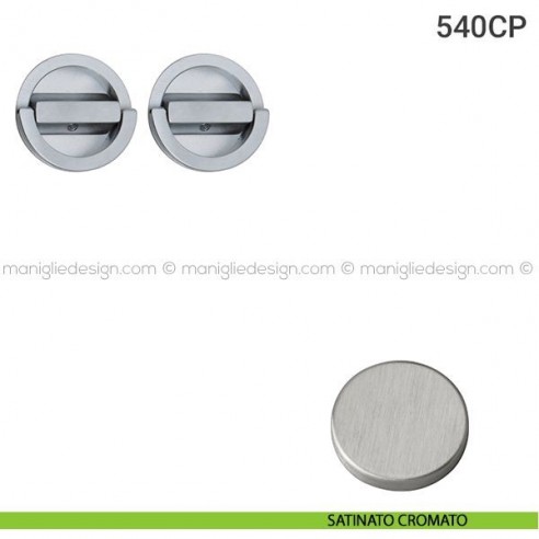 Placche incasso tonde con doppio nottolino ad anello 540 Reguitti satinato cromato