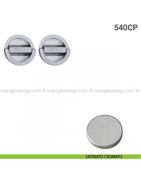 Placche incasso tonde con doppio nottolino ad anello 540 Reguitti satinato cromato