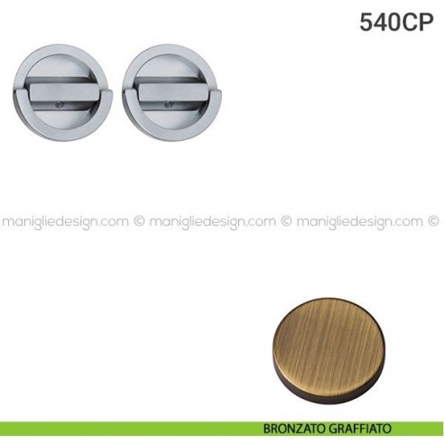 Placche incasso tonde con doppio nottolino ad anello 540 Reguitti bronzato graffiato