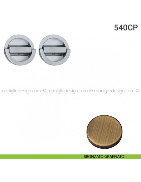 Placche incasso tonde con doppio nottolino ad anello 540 Reguitti bronzato graffiato