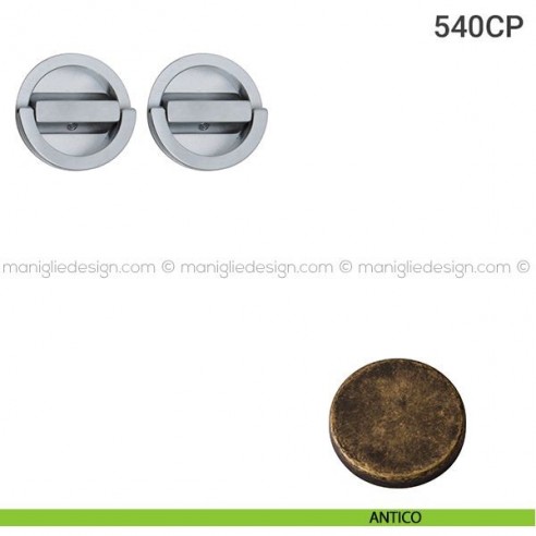 Placche incasso tonde con doppio nottolino ad anello 540 Reguitti antico