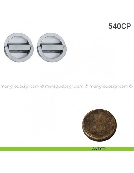 Placche incasso tonde con doppio nottolino ad anello 540 Reguitti antico