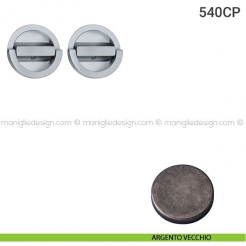 Placche incasso tonde con doppio nottolino ad anello 540 Reguitti argento vecchio