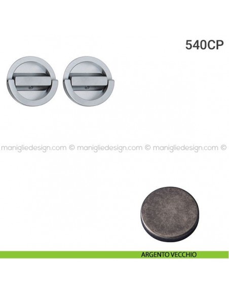 Placche incasso tonde con doppio nottolino ad anello 540 Reguitti argento vecchio