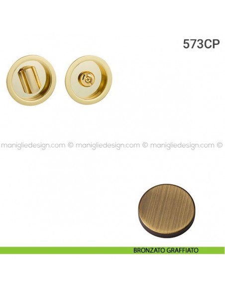 Placche incasso tonde con nottolino 573 Reguitti bronzato graffiato