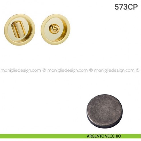 Placche incasso tonde con nottolino 573 Reguitti argento vecchio