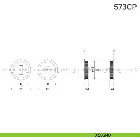 Placche incasso tonde con nottolino 573 Reguitti disegno