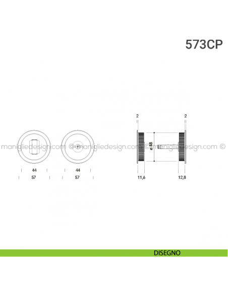 Placche incasso tonde con nottolino 573 Reguitti disegno