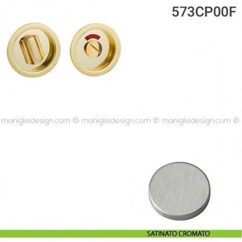 Placche incasso tonde con nottolino 573 Reguitti con libero/occupato satinato cromato