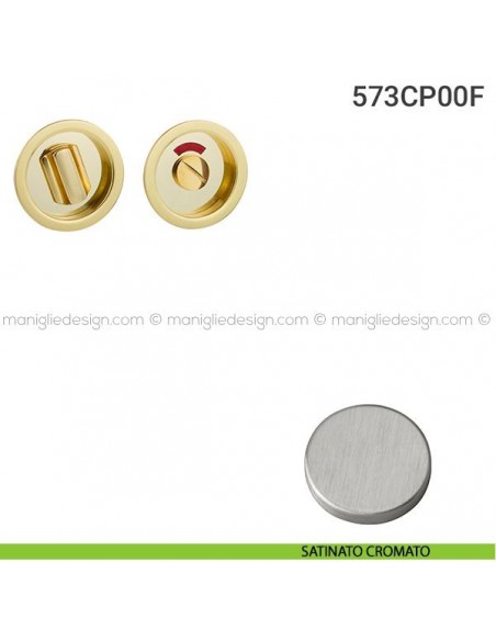 Placche incasso tonde con nottolino 573 Reguitti con libero/occupato satinato cromato