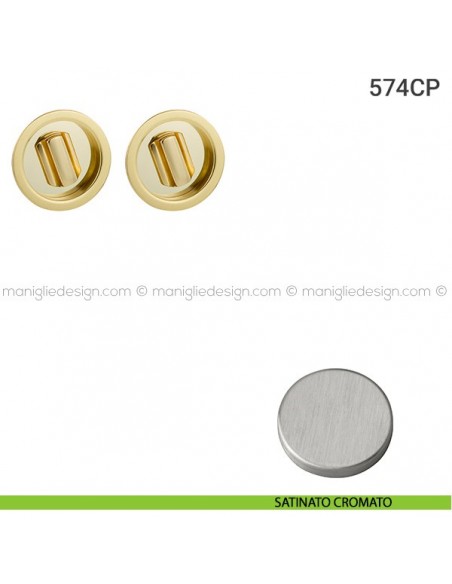 Placche incasso tonde con doppio nottolino 574 Reguitti satinato cromato