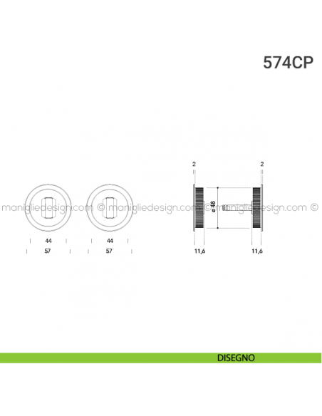 Placche incasso tonde con doppio nottolino 574 Reguitti disegno