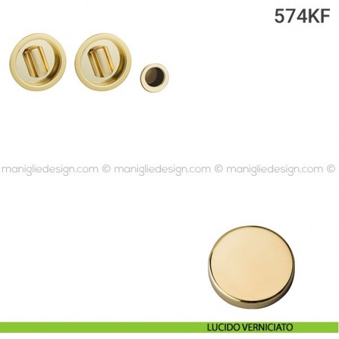 Kit placche incasso tonde con doppio nottolino 574 Reguitti con frontalino di trascinamento lucido verniciato