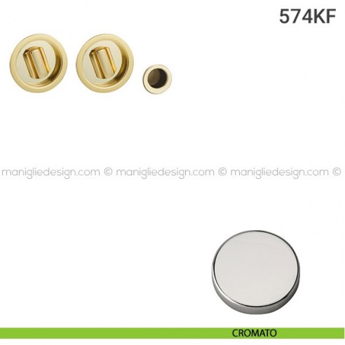 Kit placche incasso tonde con doppio nottolino 574 Reguitti con frontalino di trascinamento cromato