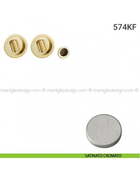 Kit placche incasso tonde con doppio nottolino 574 Reguitti con frontalino di trascinamento satinato cromato