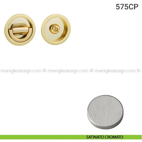 Placche incasso tonde con nottolino ad anello 575 Reguitti satinato cromato