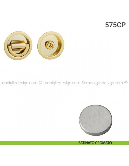 Placche incasso tonde con nottolino ad anello 575 Reguitti satinato cromato