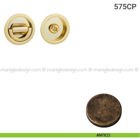 Placche incasso tonde con nottolino ad anello 575 Reguitti antico