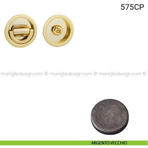 Placche incasso tonde con nottolino ad anello 575 Reguitti argento vecchio