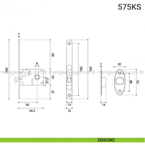 Kit per porta scorrevole 575KS disegno