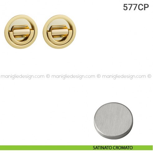 Placche incasso tonde con doppio nottolino ad anello 577 Reguitti satinato cromato