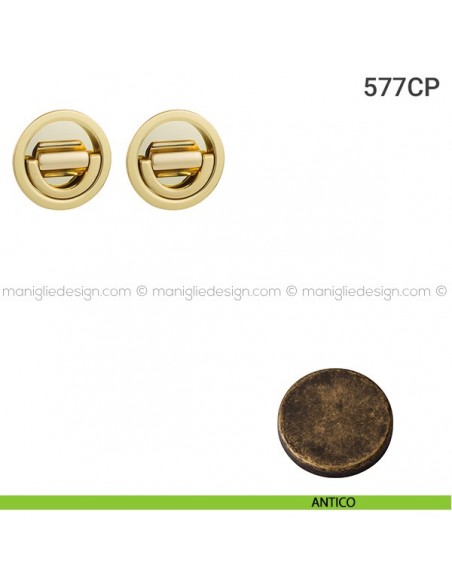 Placche incasso tonde con doppio nottolino ad anello 577 Reguitti antico