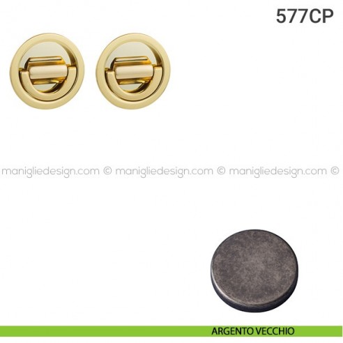 Placche incasso tonde con doppio nottolino ad anello 577 Reguitti argento vecchio