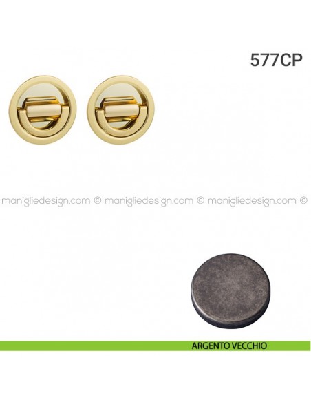 Placche incasso tonde con doppio nottolino ad anello 577 Reguitti argento vecchio