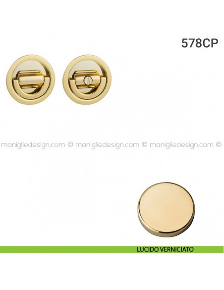 Placche incasso tonde con nottolino ad anello e folle 578 Reguitti lucido verniciato