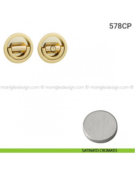 Placche incasso tonde con nottolino ad anello e folle 578 Reguitti satinato cromato