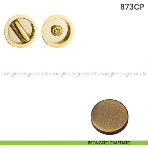 Placche incasso tonde con nottolino 873 Reguitti bronzato graffiato