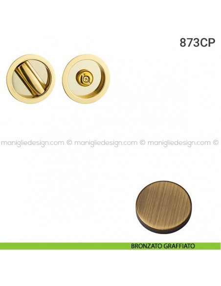 Placche incasso tonde con nottolino 873 Reguitti bronzato graffiato