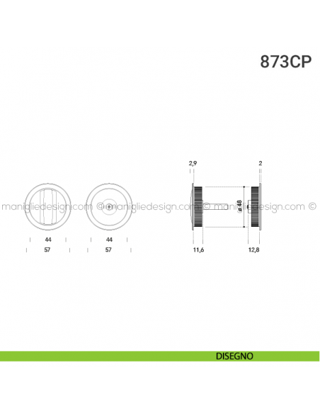 Placche incasso tonde con nottolino 873 Reguitti disegno