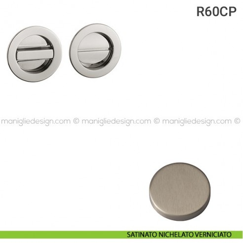Placche incasso tonde con nottolino R60 Reguitti satinato nichelato verniciato