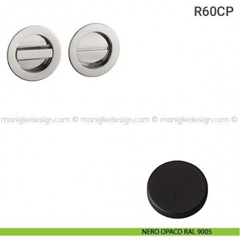 Placche incasso tonde con nottolino R60 Reguitti nero opaco RAL 9005