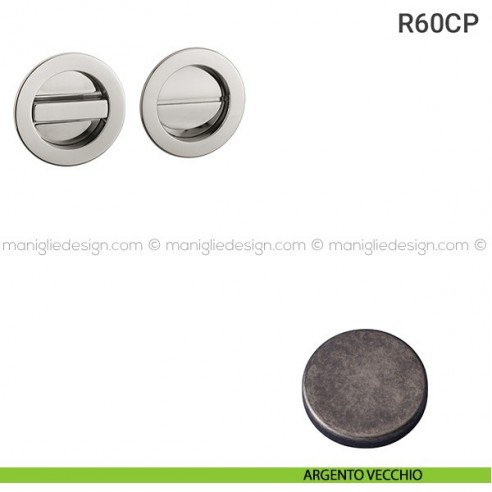 Placche incasso tonde con nottolino R60 Reguitti argento vecchio