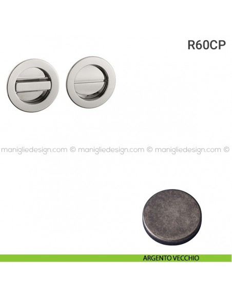 Placche incasso tonde con nottolino R60 Reguitti argento vecchio