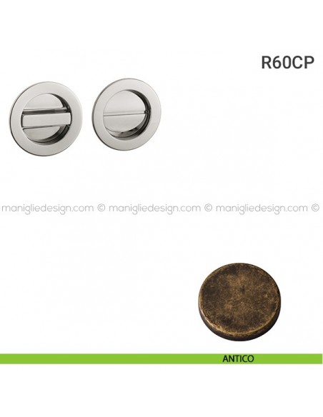 Placche incasso tonde con nottolino R60 Reguitti antico