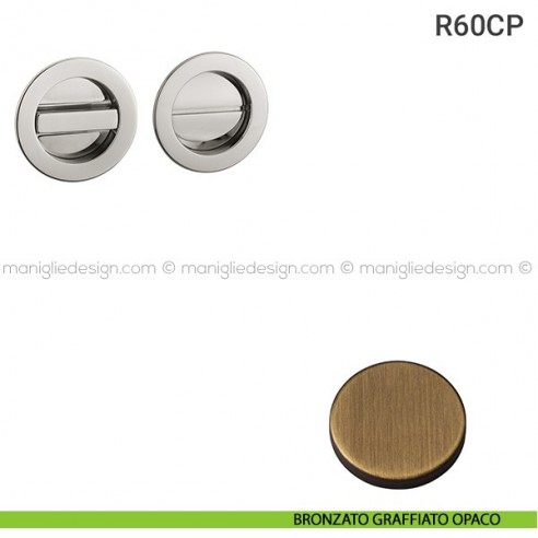 Placche incasso tonde con nottolino R60 Reguitti bronzato graffiato opaco