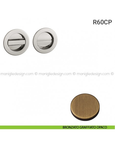 Placche incasso tonde con nottolino R60 Reguitti bronzato graffiato opaco