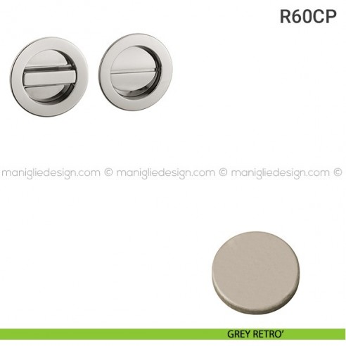 Placche incasso tonde con nottolino R60 Reguitti grey retrò