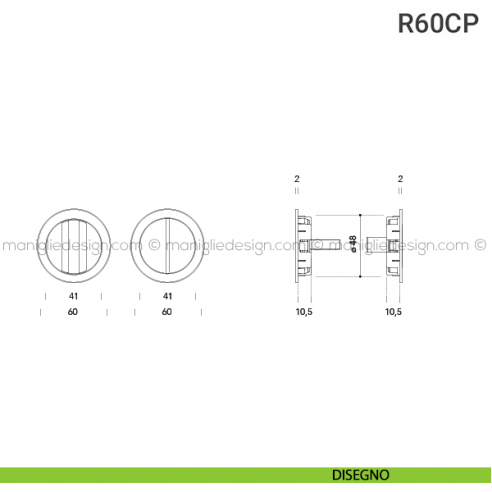 Placche incasso tonde con nottolino R60 Reguitti disegno