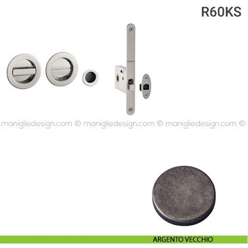 Kit per porta scorrevole R60KS argento vecchio