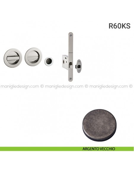 Kit per porta scorrevole R60KS argento vecchio