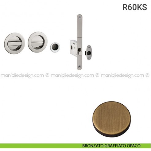 Kit per porta scorrevole R60KS bronzato graffiato opaco