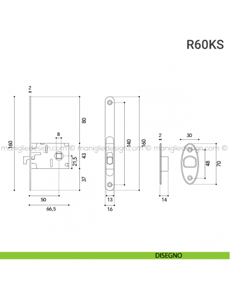 Kit per porta scorrevole R60KS disegno