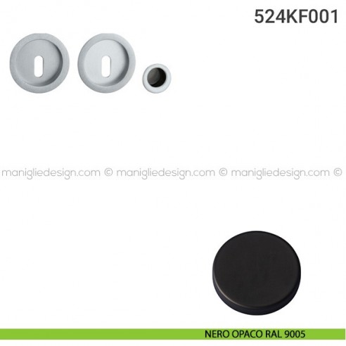 Kit placche incasso tonde foro chiave 524 Reguitti con frontalino di trascinamento nero opaco RAL 9005