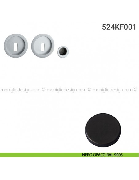 Kit placche incasso tonde foro chiave 524 Reguitti con frontalino di trascinamento nero opaco RAL 9005