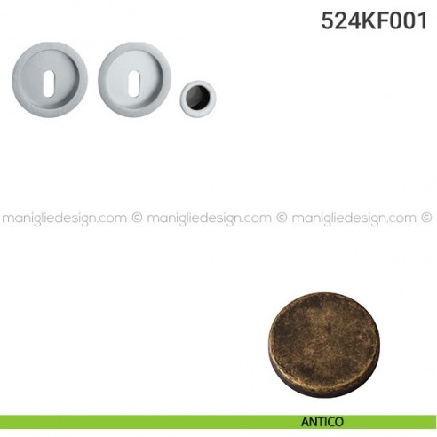 Kit placche incasso tonde foro chiave 524 Reguitti con frontalino di trascinamento antico