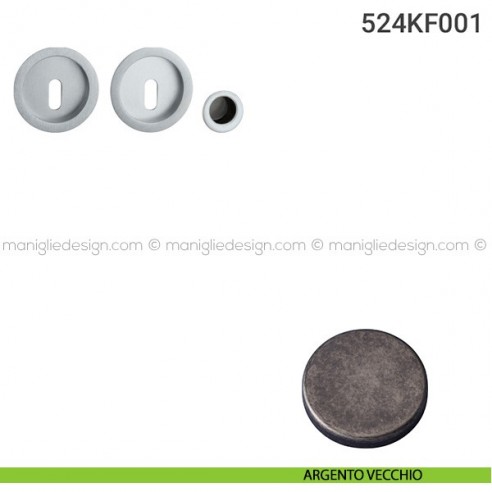 Kit placche incasso tonde foro chiave 524 Reguitti con frontalino di trascinamento argento vecchio